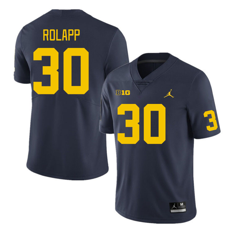 Michigan Wolverines #30 Will Rolapp College Football Jerseys Stitched Sale-Navy